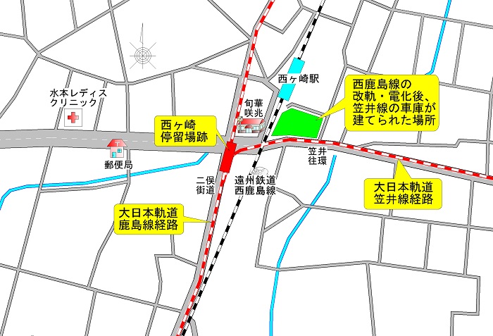 西ヶ崎停留場の地図